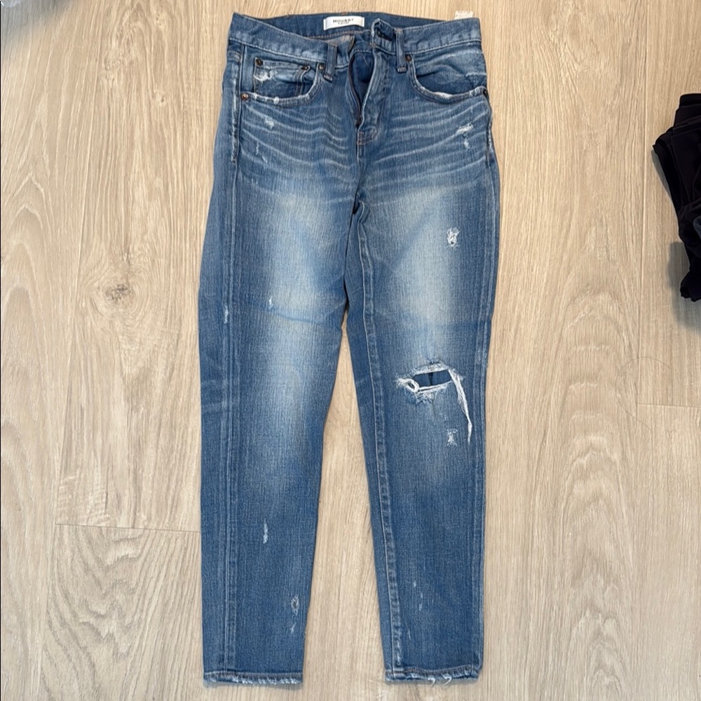 Moussy Light Blue Distressed Ankle Jeans